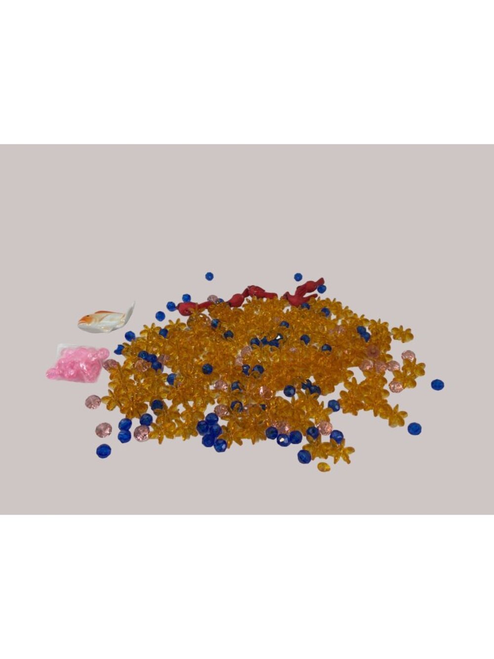 Mixed Craft Bead Lot With Fish & Cardinal Charms 8.55oz Floral & Glass Accents